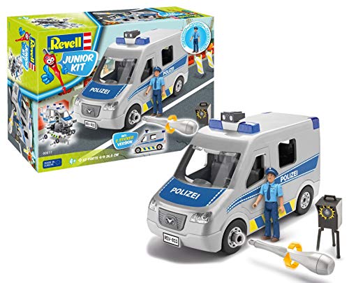 Revell 00811 – Junior Policía Van, con Figura, Kit con el Sistema de Tornillos para niños a Partir de 4 años, construye y Juega con Excelentes características, 26,0 cm