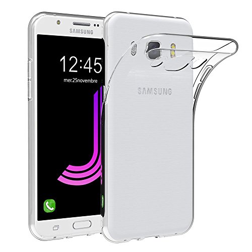 REY Funda Carcasa Gel Transparente para Samsung Galaxy J7 (2016), Ultra Fina 0,33mm, Silicona TPU de Alta Resistencia y Flexibilidad
