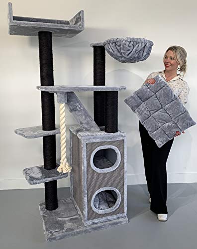 RHRQuality Rascador grande para gatos XXL Cat Penthouse Blackline gris claro, árbol rascador para gatos grande para maine coon, gato pesado, trepador para rascar muebles gruesos RHRQuality Rascador grande para gatos XXL Cat Penthouse Blackline gris claro, árbol rascador para gatos grande para maine coon, gato pesado, trepador para rascar muebles gruesos