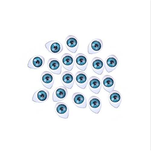 Richi - Juego de 20 ojos de plástico para muñecas (azul, 12 x 16 mm)