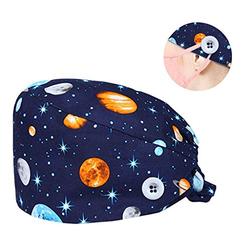 riou Gorro Quirúrgico Flor Corbata Algodón Gorro de Cirugía Estampado Gorro Médico Enfermera Gorro de Quirófano Ajustable Gorro de Trabajo