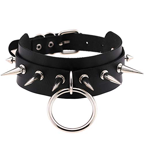 Ritte Collar Punk, Collar Cuero Punk, Cadena de Clavícula e Cuero De PU, Punk Cadena de Clavícula de Cuero PU con Remaches para Club Nocturno, Street Beat (B)