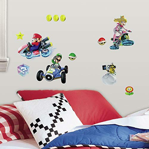 RoomMates RM-Mario Kart mit Freunden Calcomanía para Paredes, Vinilo, Verschieden, 13 x 2.5 x 27 cm