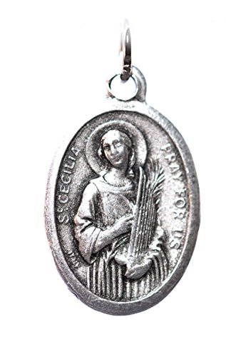 rosarybeads4u Colgante de medalla Santa CECELIA CECILY, cadena y caja de 1,9 cm rosarybeads4u Colgante de medalla Santa CECELIA CECILY, cadena y caja de 1,9 cm