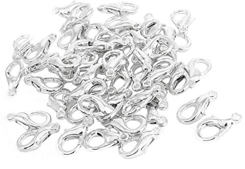 Rosenice - Lote de 100 cierres de mosquetón de plata de 12 x 7 mm para bisutería y joyas