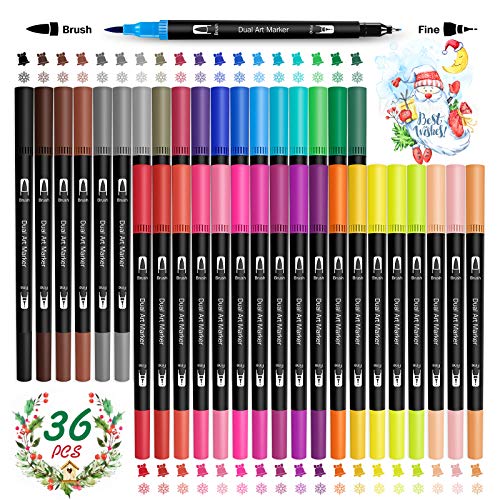 Rotuladores Lettering, Rotuladores Punta Pincel 36 Colores Rotuladores Punta Fina, Rotuladores Doble Punta Brush Pen para Acuarelas Dibujos y Caligrafía Rotuladores Lettering, Rotuladores Punta Pincel 36 Colores Rotuladores Punta Fina, Rotuladores Doble Punta Brush Pen para Acuarelas Dibujos y Caligrafía