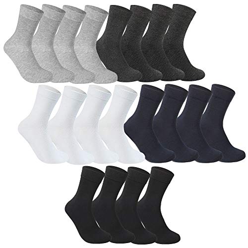 Rovtop 10 Pares Calcetines para Hombre y Mujer - Calcetines Termicos de Algodón de Invierno para Hombre, Azul Oscuro/Negro/Blanco/Gris Claro/Gris Oscuro (Tubo Medio)