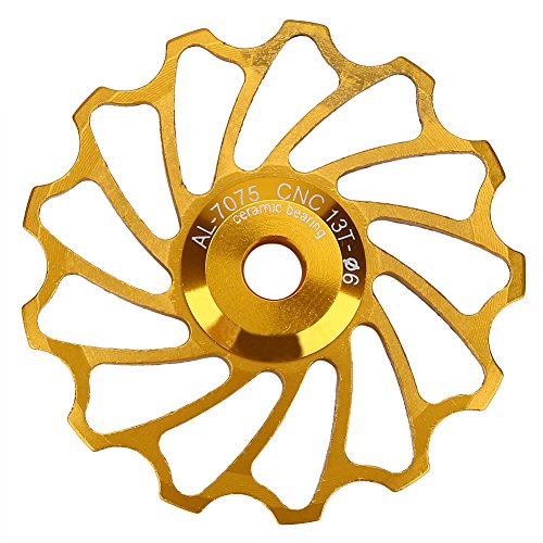 Rueda 13T - 5 Colores 13T Bicicleta de Carretera Rueda de Bicicleta Rodamiento de cerámica Polea de guía de Cambio Trasero(Oro) Rueda 13T - 5 Colores 13T Bicicleta de Carretera Rueda de Bicicleta Rodamiento de cerámica Polea de guía de Cambio Trasero(Oro)