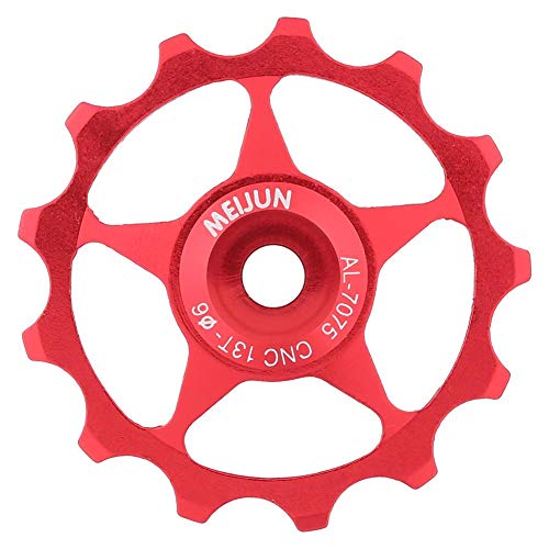 Rueda de guía de Bicicleta Polea de Rueda de Cambio Trasera de aleación de Aluminio Duradera para Bicicleta de montaña Bicicleta de Carrera 11T 13T(13T-Rojo)