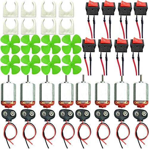 RUNCCI-YUN 40pcs DC Motor Kit,1.5-3V 20000 RPM DC Motor Mini,8 x Conector de batería de 9v Soporte de Montaje del Motor Interruptores Basculantes ,para Proyectos de Ciencia DIY(mini motor 130) RUNCCI-YUN 40pcs DC Motor Kit,1.5-3V 20000 RPM DC Motor Mini,8 x Conector de batería de 9v Soporte de Montaje del Motor Interruptores Basculantes ,para Proyectos de Ciencia DIY(mini motor 130)