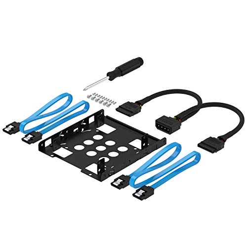 Sabrent Kit de montaje de disco duro interno 3.5'' a x2 SSD / 2.5'' [Cables eléctricos y SATA incluidos] (BK-HDCC)