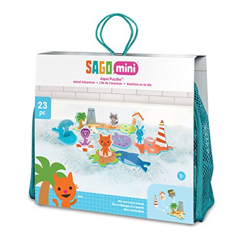 SAGO mini Juguetes de Baño: Aqua Puzzles-Island Adventure, Color Incluye 23 Piezas encajables Extra Grandes (Spin Master 6041222)