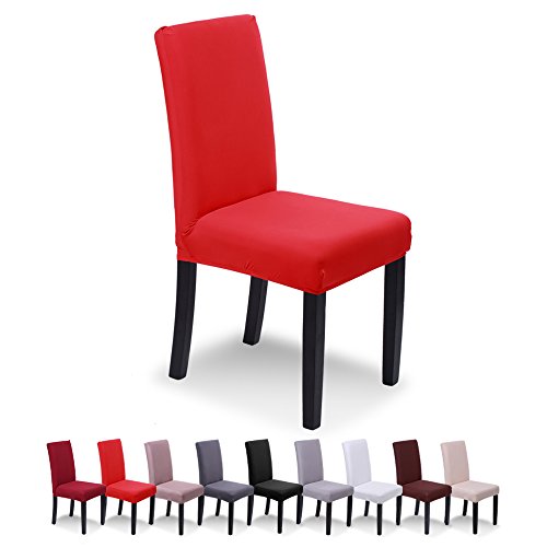 SaintderG® Fundas para sillas Pack de 6 Fundas sillas Comedor, Lavable Extraíble Funda, Muy fácil de Limpiar, Duradera Modern Bouquet de la Boda, Hotel, Decor Restaurante(Rojo, Pack de 6)
