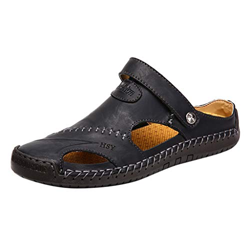 Sandalias de Cuero Casual de Verano para Hombre Transpirable Tendencia Zapatos de Playa al Aire Libre Sandalias de Playa Zapatillas de Montaña Senderismo Cuero Negro 38-48 riou Sandalias de Cuero Casual de Verano para Hombre Transpirable Tendencia Zapatos de Playa al Aire Libre Sandalias de Playa Zapatillas de Montaña Senderismo Cuero Negro 38-48 riou