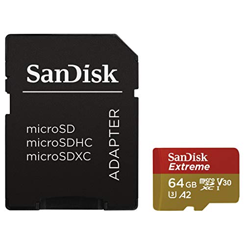 SanDisk Extreme - Tarjeta de memoria microSDXC para cámaras de acción de 64 GB con hasta 160 MB/s, Class 10, U3 y V30 SanDisk Extreme - Tarjeta de memoria microSDXC para cámaras de acción de 64 GB con hasta 160 MB/s, Class 10, U3 y V30