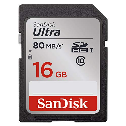 SanDisk SDSDUNC-016G-GN6IN Ultra Tarjeta de Memoria SDHC de 16 GB (hasta 80 MB/s, Clase 10), Color Plata