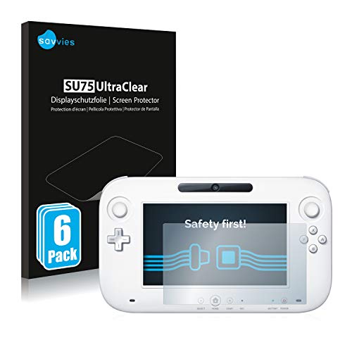savvies Protector Pantalla Compatible con Nintendo Wii U Gamepad (Controller) (6 Unidades) Pelicula Ultra Transparente
