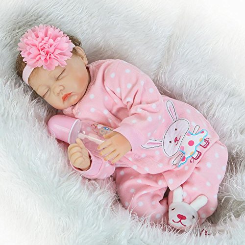 Scnbom 22pulgadas 55cm muñecas Reborn niñas Silicona Bebes Reales Baby Dolls Girls Realista Toddler Recien Nacidos Originales Ojos Cerrados Nino