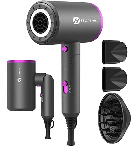 Secador de Pelo, slopehill Profesional Secador Iónico con Diseño de Tubo Interior, 2 Velocidades, 3 Temperaturas, con 1 Difusor y 2 Concentradores Magnéticos, 1800W, Mango Plegable Secador de Pelo, slopehill Profesional Secador Iónico con Diseño de Tubo Interior, 2 Velocidades, 3 Temperaturas, con 1 Difusor y 2 Concentradores Magnéticos, 1800W, Mango Plegable