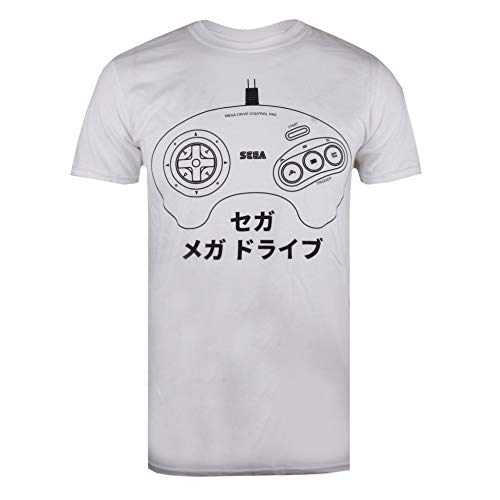 Sega - Mega Drive Japan - Control Camiseta, Blanco (White White), Medium (Talla del Fabricante: Medium) para Hombre