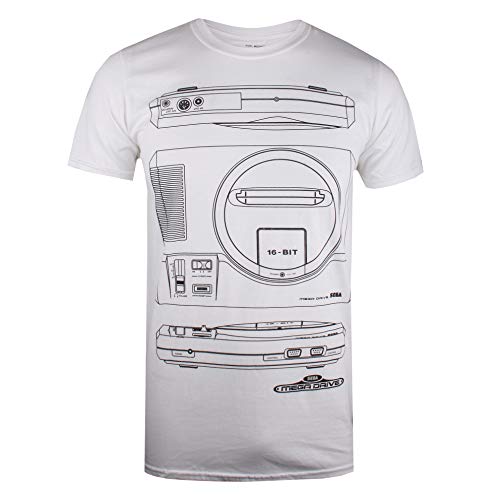 Sega - Mega Drive Spec Camiseta, Blanco (White White), S para Hombre