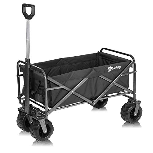 Sekey Carro Plegable Carro de Mano Carrito Playa Carro Transporte para Jardín hasta 120kg 360° Giratorio Apto para Todo Terreno, Negro Sekey Carro Plegable Carro de Mano Carrito Playa Carro Transporte para Jardín hasta 120kg 360° Giratorio Apto para Todo Terreno, Negro