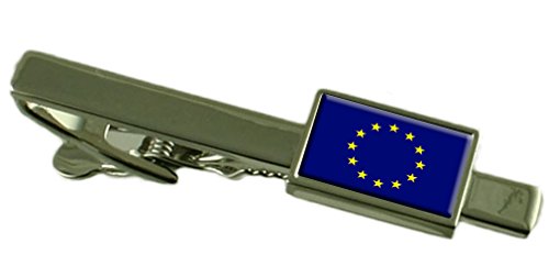 Select Gifts Unión Europea Clip de corbata con barra de cuadro de mensaje personalizado grabado