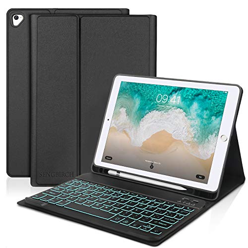 SENGBIRCH Teclado para iPad 2018,Funda Teclado Español para iPad Air 2/iPad Air/iPad 2018(6th Gen)/iPad 2017/iPad Pro 9.7 con Teclado Bluetooth Retroiluminado,con Protectora Soporte Smart Case,Negro SENGBIRCH Teclado para iPad 2018,Funda Teclado Español para iPad Air 2/iPad Air/iPad 2018(6th Gen)/iPad 2017/iPad Pro 9.7 con Teclado Bluetooth Retroiluminado,con Protectora Soporte Smart Case,Negro