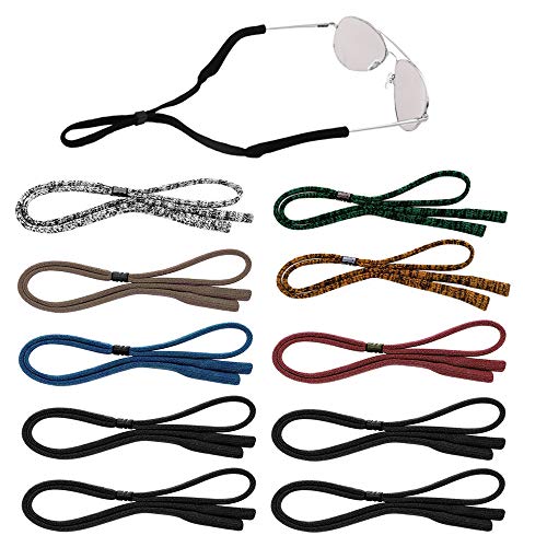 SENHAI 10 piezas Correas de gafas de sol para Hombres, mujeres y niños, Ajustable Retenedores de gafas Sostenedor del cuello Cable Acollador  para deportes, lectura - 7 colores