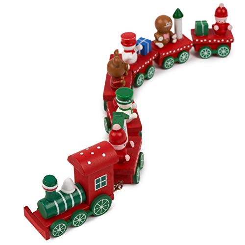 Set Mini Tren de Madera - El Juguete Navideño Perfecto para regalar, decoración vintage, con Mini Papa Noel y Regalos a bordo.