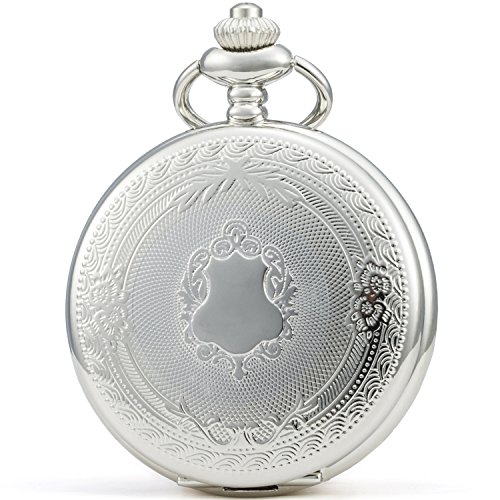 SEWOR - Reloj de Bolsillo clásico, Acabado Liso, Movimiento mecanizado a Mano, Viene en Caja de Regalo de Piel (Blanco)