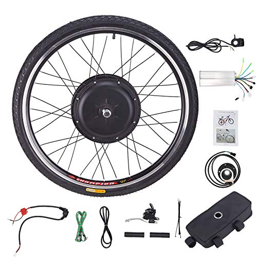 Sfeomi Kit de Conversión de Bicicleta Eléctrica 48V 1000W Kit de Conversión de Bicicleta 26’’ Rueda Electric Bike Conversion Kit con Controlador de Modo Dual (para Rueda Delantera)