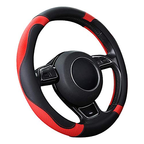 SFONIA Cubierta del Volante Fundas para Volante de Cuero del Microfibra Universal 37-38cm / 15" Antideslizante Transpirable Durable (Rojo)