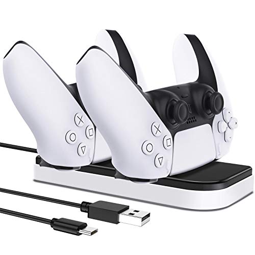 Shareconn Cargador Dual para mandos PS5 DualSense, Accesorios para Base de Carga para Controlador PS 5,Blanco