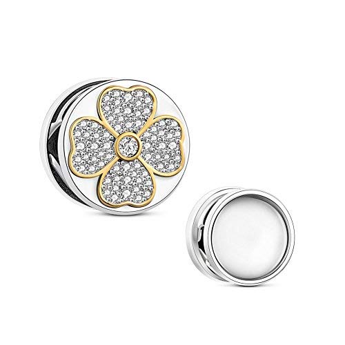SHEGRACE TinySand Encantos de Cuentas Corazones Dobles Personalizados Fotos Adicionales en Plata de Ley 925 con Circón, Adecuado para Pulsera de Collar SHEGRACE TinySand Encantos de Cuentas Corazones Dobles Personalizados Fotos Adicionales en Plata de Ley 925 con Circón, Adecuado para Pulsera de Collar
