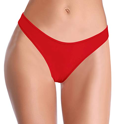 SHEKINI Mujer Bikini Braguita Brasileña Ropa Interior Parte Inferior Bragas Hipster(XL,Rojo C)
