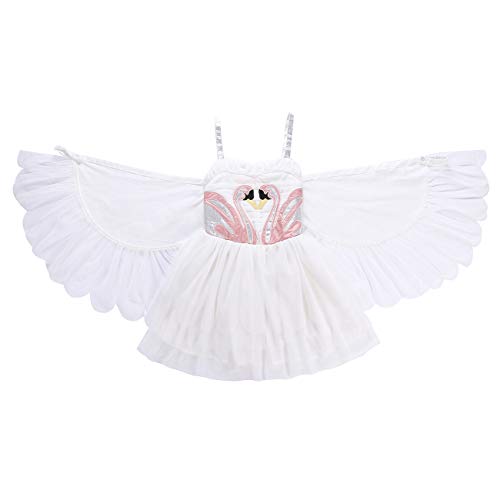 ShiyiUP Vestido de Princesa de Cisne con Alas para Niñas 130