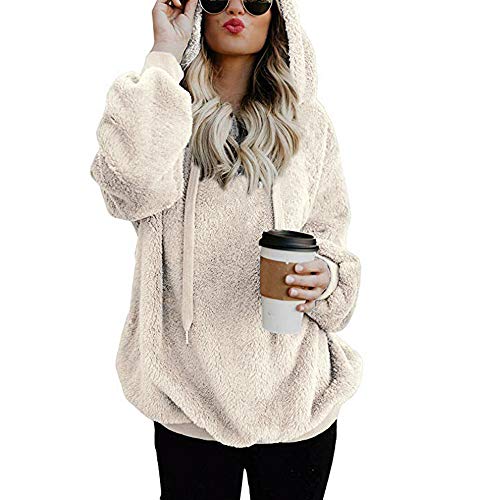 SHOBDW Liquidación Venta Mujer Sudadera con Capucha Suelta Tallas Grandes Jersey de Mujer Jersey otoño Invierno Manga Larga Remata Abrigo cálido (S, Blanco)