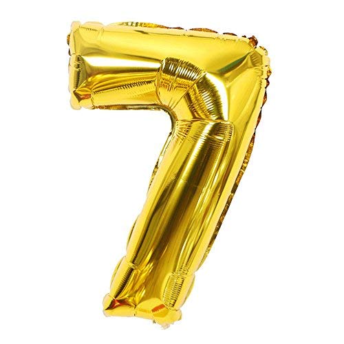 ShopVip Globos de cumpleaños - número 7 - Decoración Cumpleaños Gigante de Bodas 80 CM - Número de Globo Gigante Dorado - Número de Globo 7 años - Número 7 - 70 años