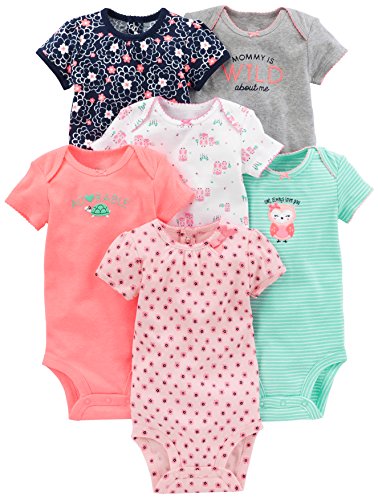 Simple Joys by Carter's - Body de manga corta para niña (6 unidades) ,rosado/menta ,12 Meses