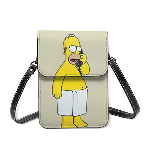 Simpson Homer - Bolso pequeño para teléfono celular, ligero, pequeño, bolsa de viaje de piel, con ranuras para tarjetas de crédito