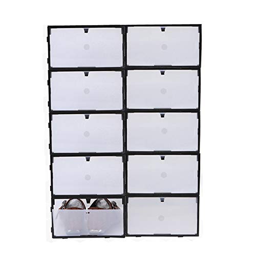 Sinbide 10 x Cajas de Zapatos Transparente Plástico, Caja Guardar Zapatos, Calcetines, Juguetes, Cinturones para la Organización de Hogar, Oficina, Plegable, 34 * 22 * 13cm (Negro) Sinbide 10 x Cajas de Zapatos Transparente Plástico, Caja Guardar Zapatos, Calcetines, Juguetes, Cinturones para la Organización de Hogar, Oficina, Plegable, 34 * 22 * 13cm (Negro)