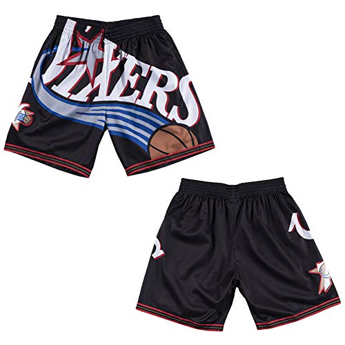 Sixers Big Face - Juego de pantalones cortos de baloncesto para hombre, edición de fans de malla transpirable prensada en caliente, camisetas deportivas de secado rápido (S-XXL)