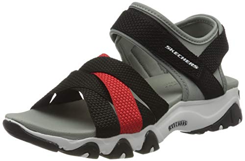 Skechers D'lites 2.0-Mega Summer, Sandalias de Talón Abierto Mujer, Negro (Black Webbing/Red Trim BKRD), 41 EU