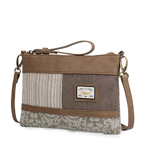SKPAT - Bolso Bandolera de Mujer con asa de Mano. Neceser. Bolsillo Interior. Lona y Cuero PU Polipiel. Ideal para Todos los días. pequeño y 301715, Color Marron SKPAT - Bolso Bandolera de Mujer con asa de Mano. Neceser. Bolsillo Interior. Lona y Cuero PU Polipiel. Ideal para Todos los días. pequeño y 301715, Color Marron