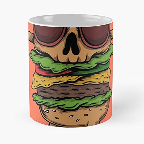 Skull Burger Dance Classic Mug - Novelty Ceramic Cups 11oz, Unique Birthday And Holiday Gifts For Mom Mother Father-teiltspe