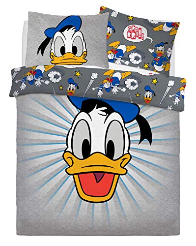 Sleepdown Disney Donald Duck Juego de Cama Individual Reversible y Fundas de Almohada, Mezcla de algodón, Mezcla de algodón, Doublé