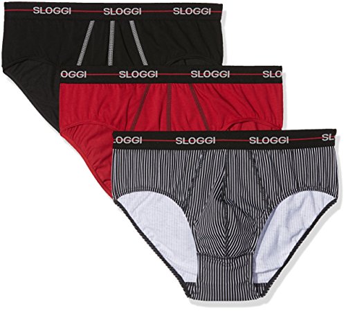 Sloggi Slm Start Midi C3p Bóxer, Multicolor (Red - Dark Combination R9), Small (Talla del fabricante: 4) para Hombre