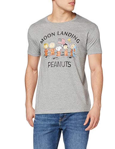 Snoopy t-Shirt Camiseta, Gris Melange, M para Hombre
