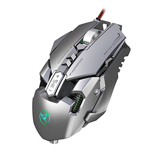 SNSN Mouse de Juego, 7 Botones programables Mouse de Juego con Cable Ajustable de Peso Ergonómico con luz de respiración RGB, 7200 dpi, para Windows 7/8/10 / XP Vista Linux